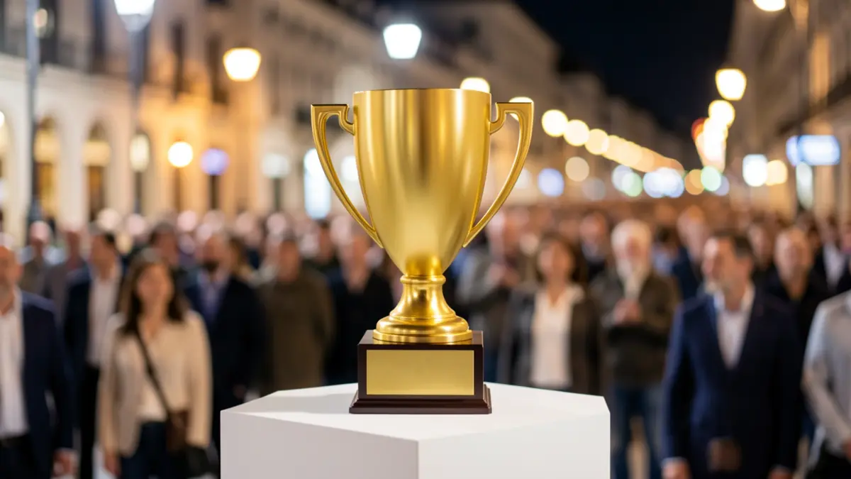 Imagen genérica de un trofeo dorado sobre un podio, simbolizando un premio deportivo.
