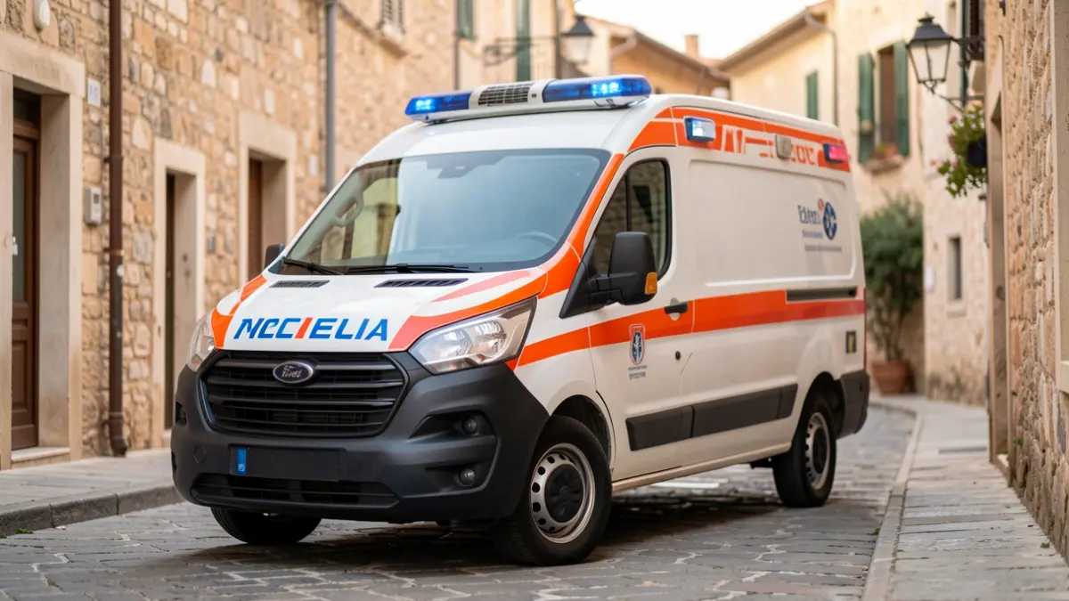 Generic image of an emergency ambulance in an urban setting.
