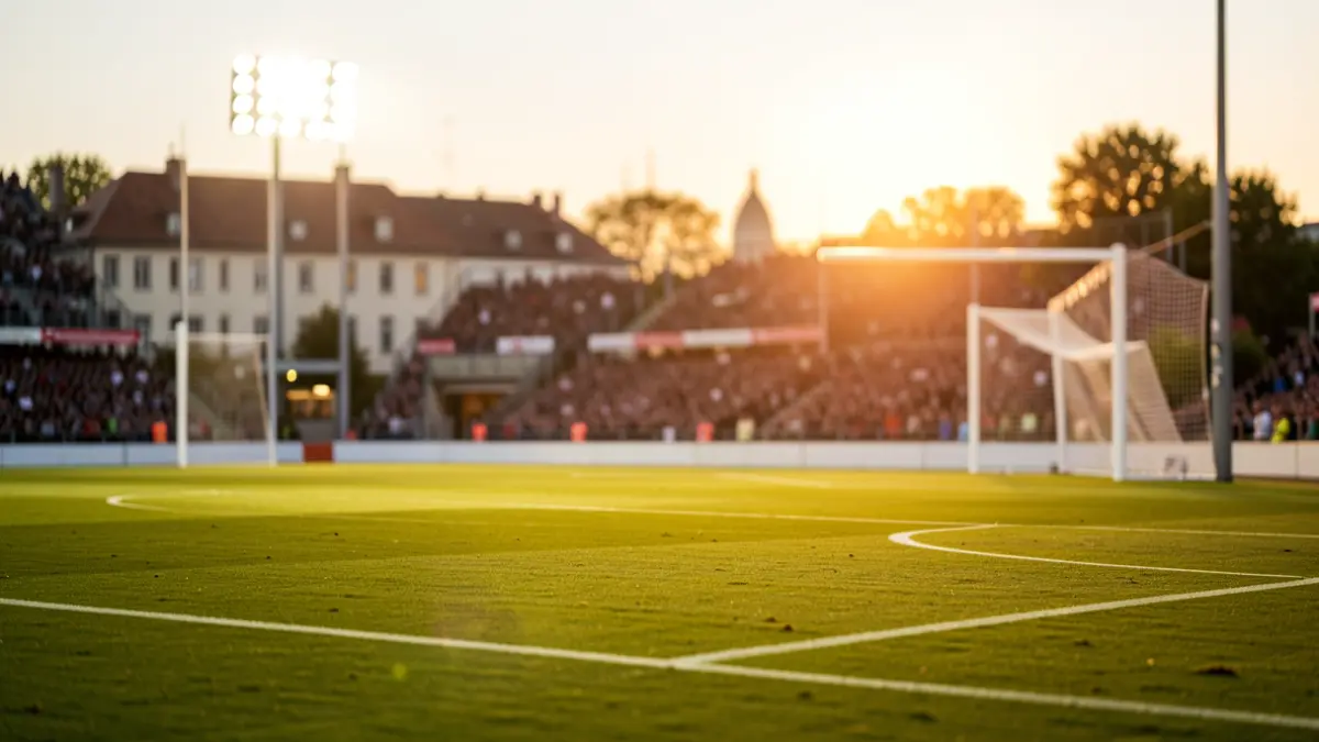 Imagen genérica de un campo de fútbol 7 al atardecer.