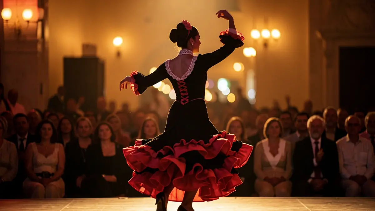 Imagen genérica de un espectáculo de flamenco con un bailarín en movimiento.