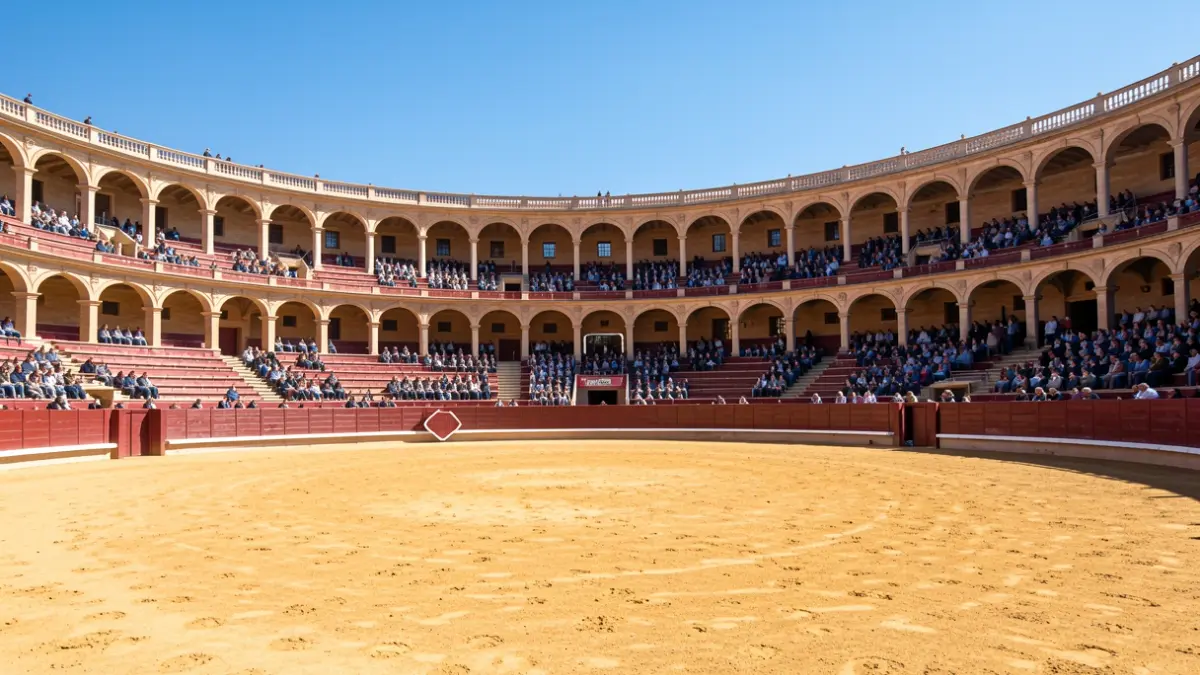 Empty bullring in Alcalá de Henares.