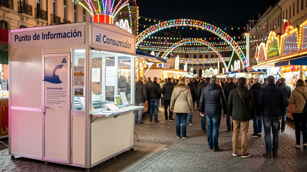 Punto de Información al Consumidor instalado en el Recinto Ferial de Alcalá de Henares durante las fiestas nocturnas.