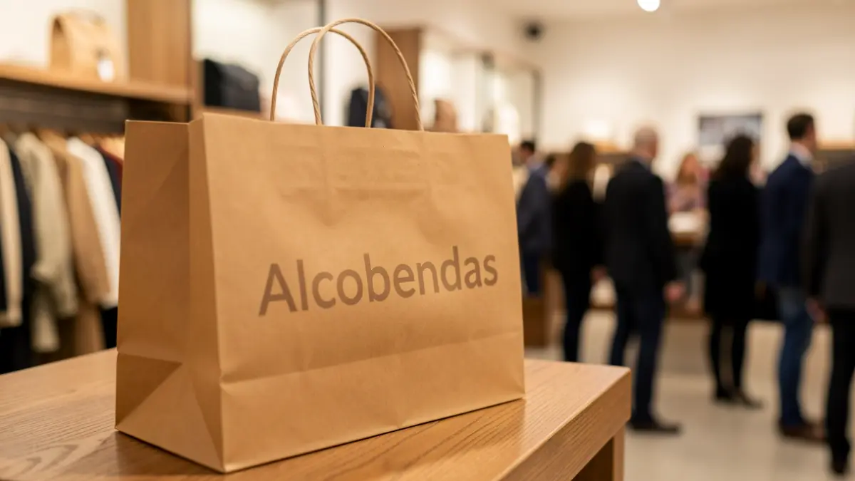 Bolsa de la compra genérica con el nombre de la localidad.