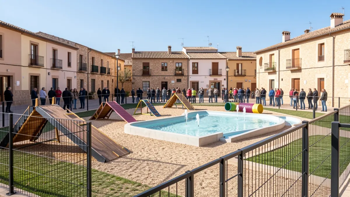 Imagen de una nueva área canina en Alcorcón con equipamiento para perros.