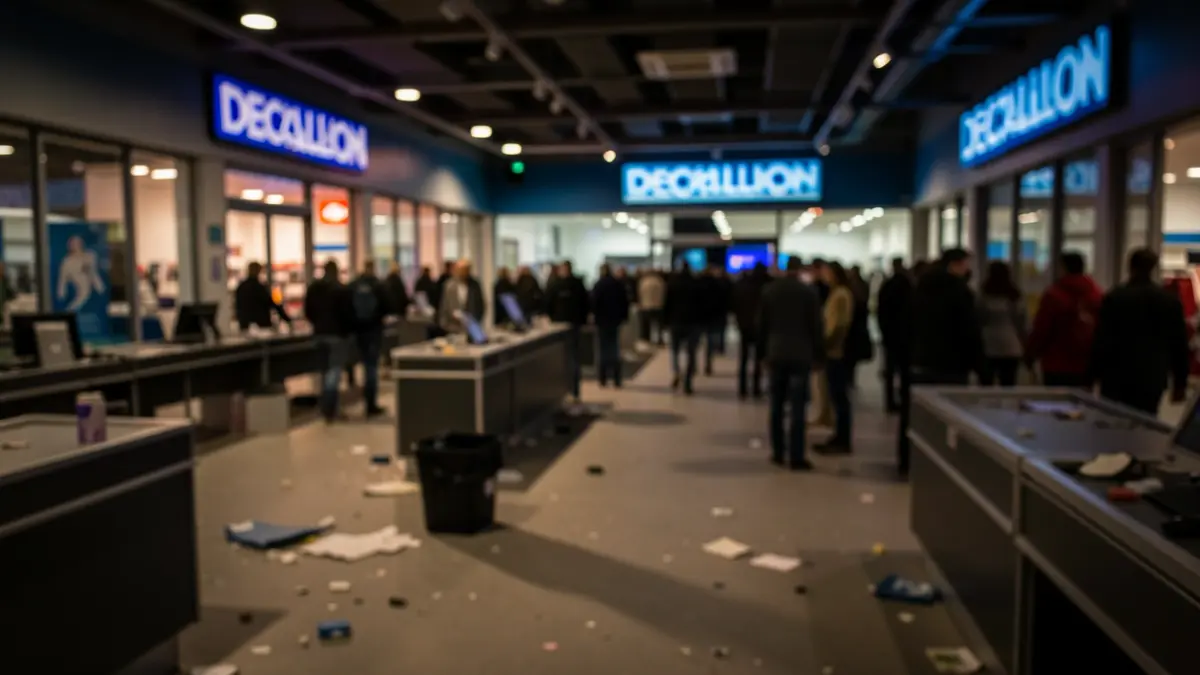 Imagen genérica de una tienda Decathlon por la noche tras un incidente.