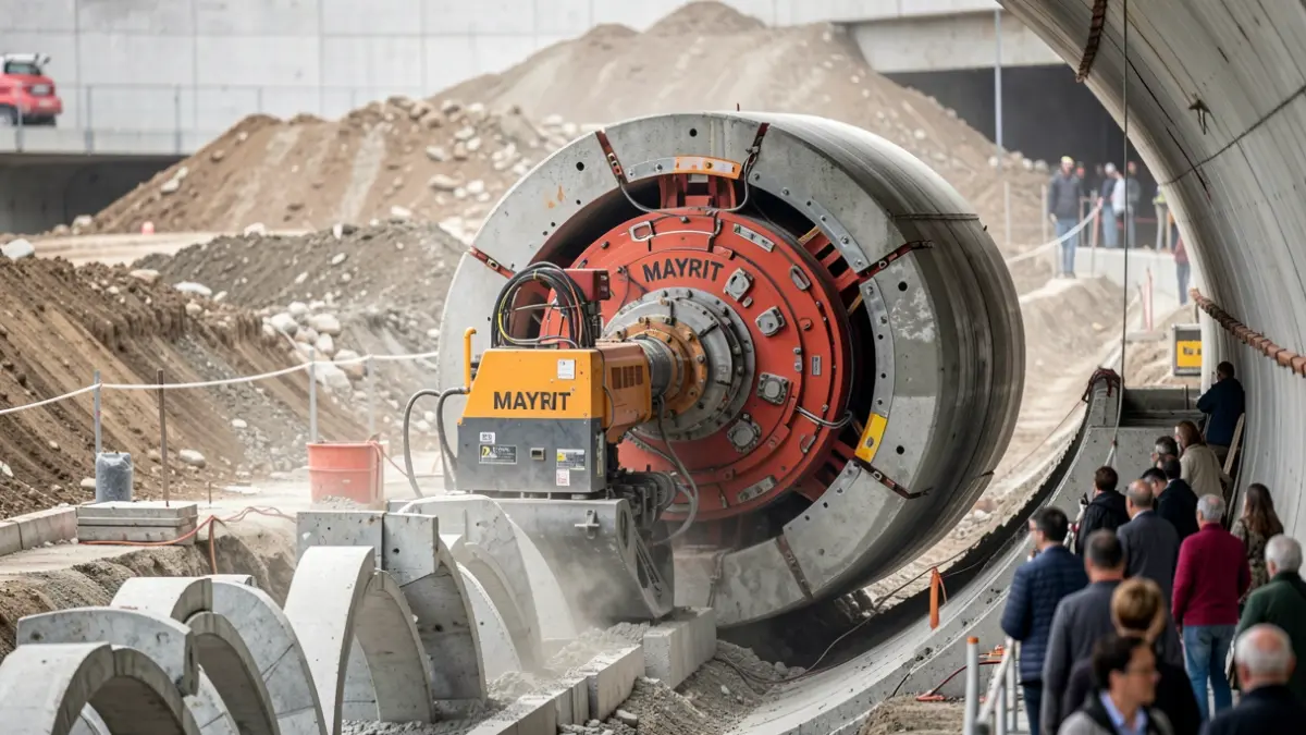 Tunnel boring machine Mayrit excavating an underground tunnel in Madrid for Metro Line 11.