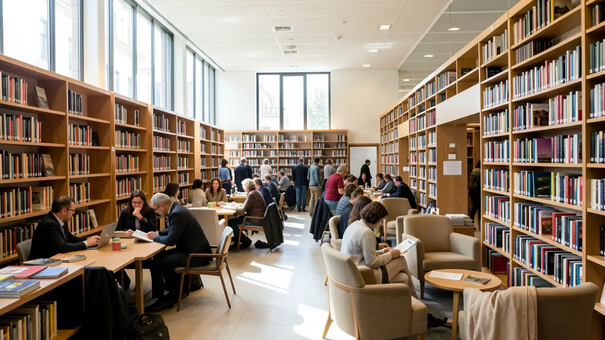 Imagen genérica de una biblioteca pública moderna en Madrid.