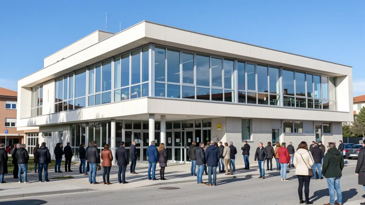 Facade of a modern municipal building in Boadilla del Monte.
