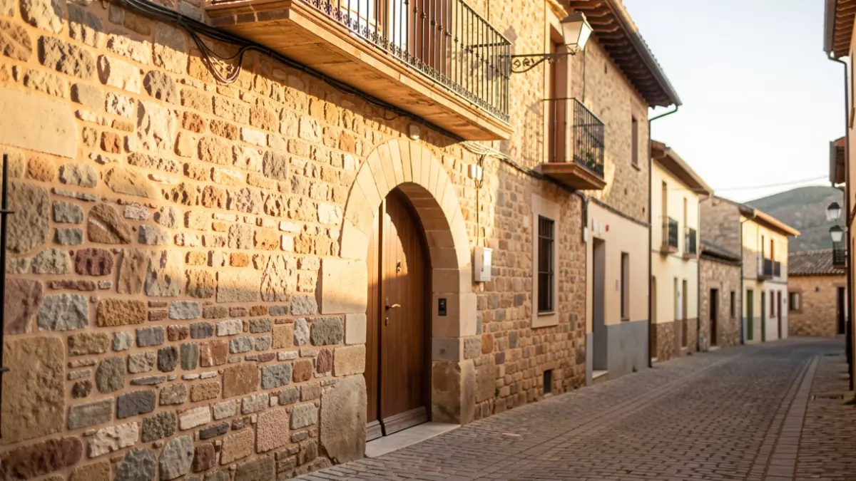 Facade of a traditional rural building in the Sierra Norte of Madrid.