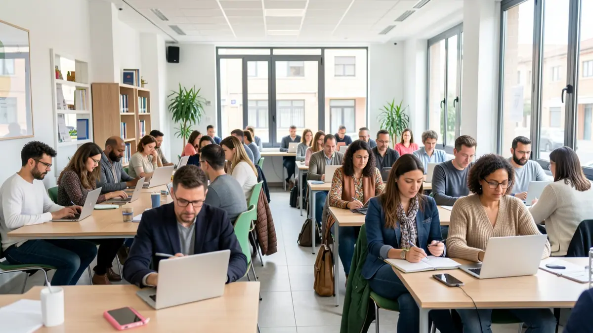 Image of adults participating in online courses in Fuenlabrada.
