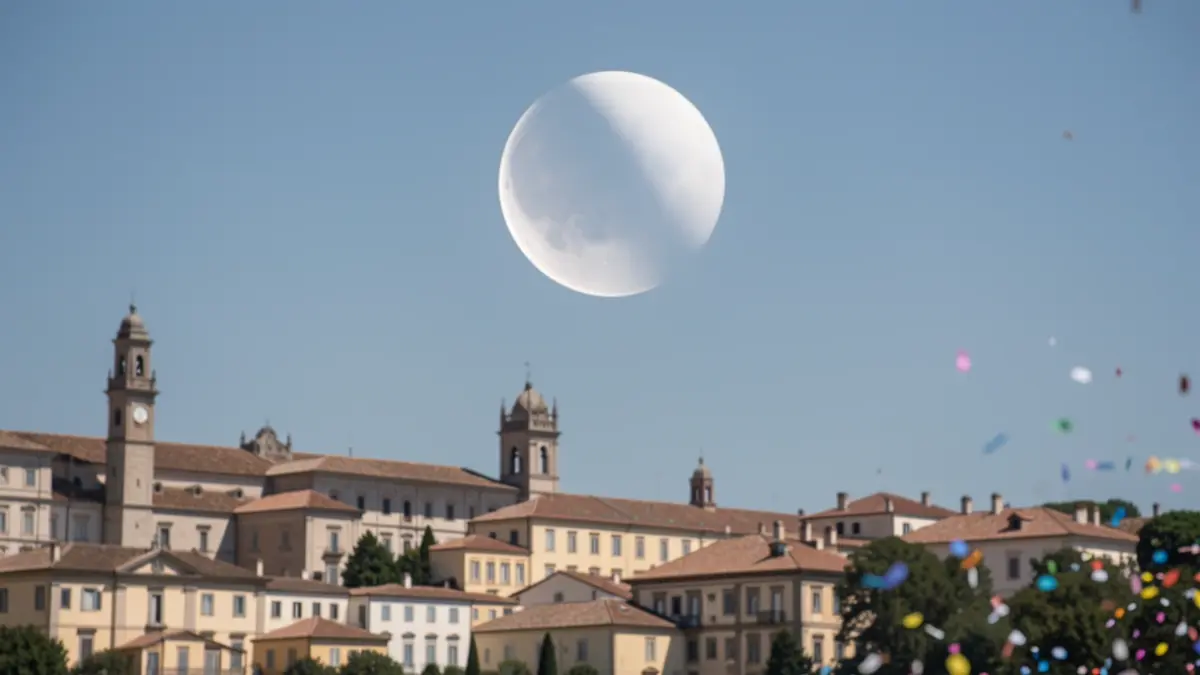 Eclipse solar parcial visible sobre San Lorenzo de El Escorial durante las fiestas patronales.