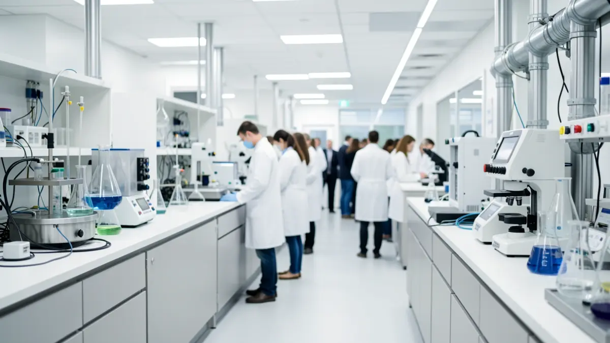 Imagen genérica de un laboratorio de investigación científica moderno con equipamiento avanzado.