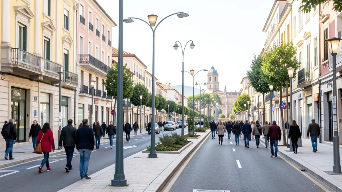 Renewed lighting on Manuel Moratiel Ibán street in El Escorial with new lampposts.