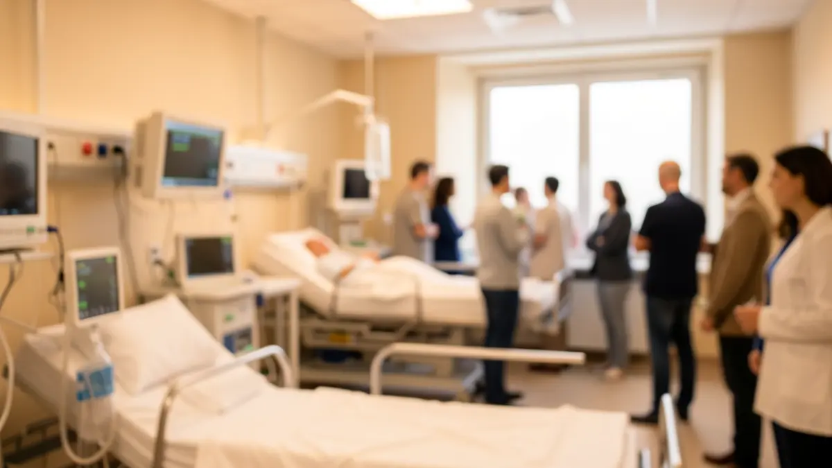 Imagen genérica de una unidad de cuidados intensivos (UCI) de hospital con ambiente humanizado.