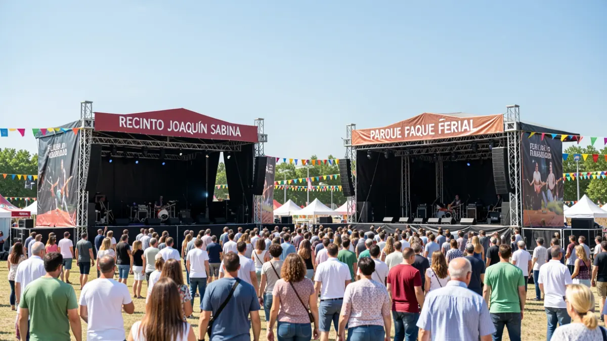 Main stage of the Fuenlabrada Patron Saint Festivals with the Joaquín Sabina venue and the Ferial Park.