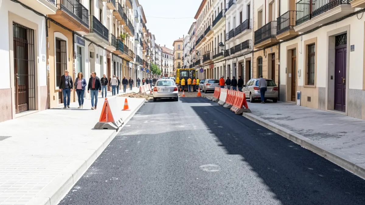 Image of the renovation works on Gran Canal street in Alcalá de Henares.
