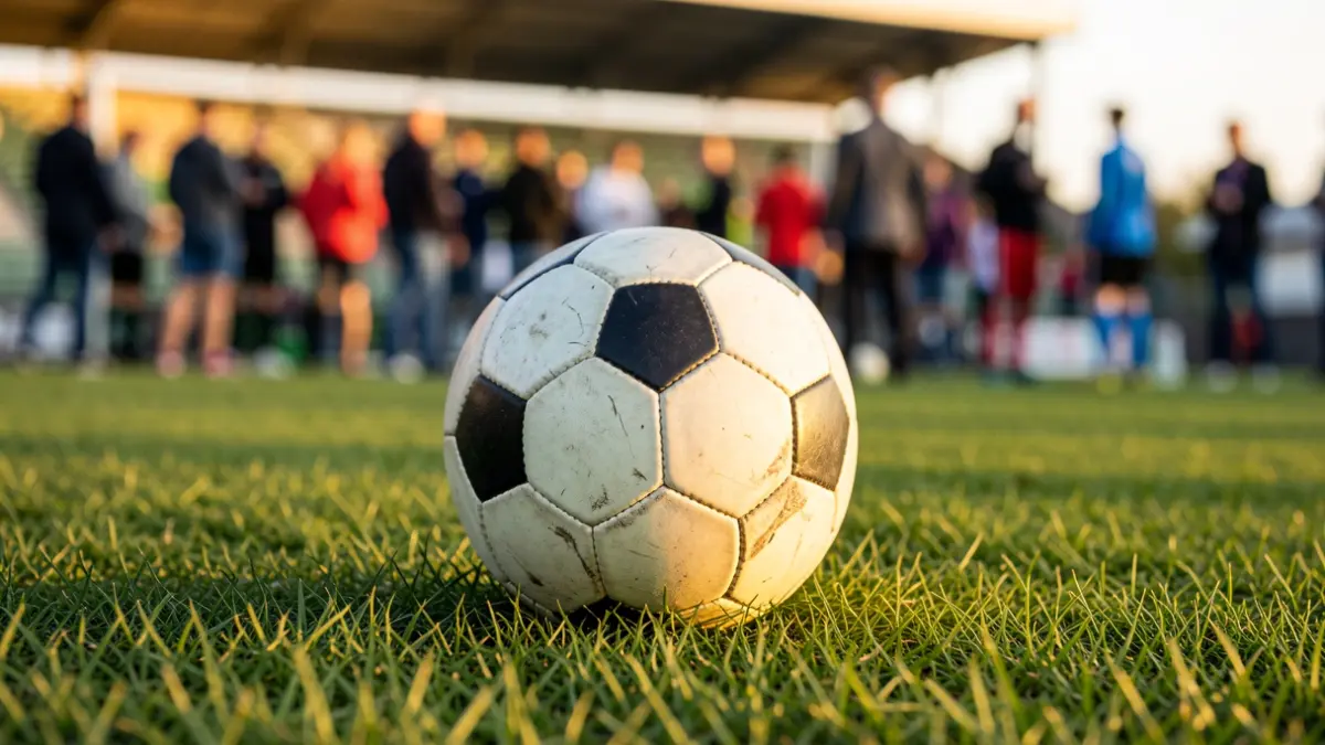 Generic image of a soccer ball on grass at a sports complex.