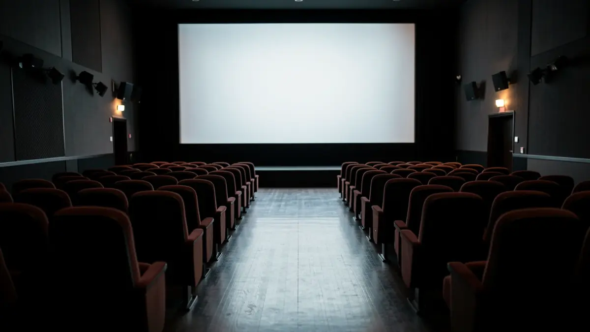 Imagen genérica de una sala de cine vacía con asientos a oscuras.