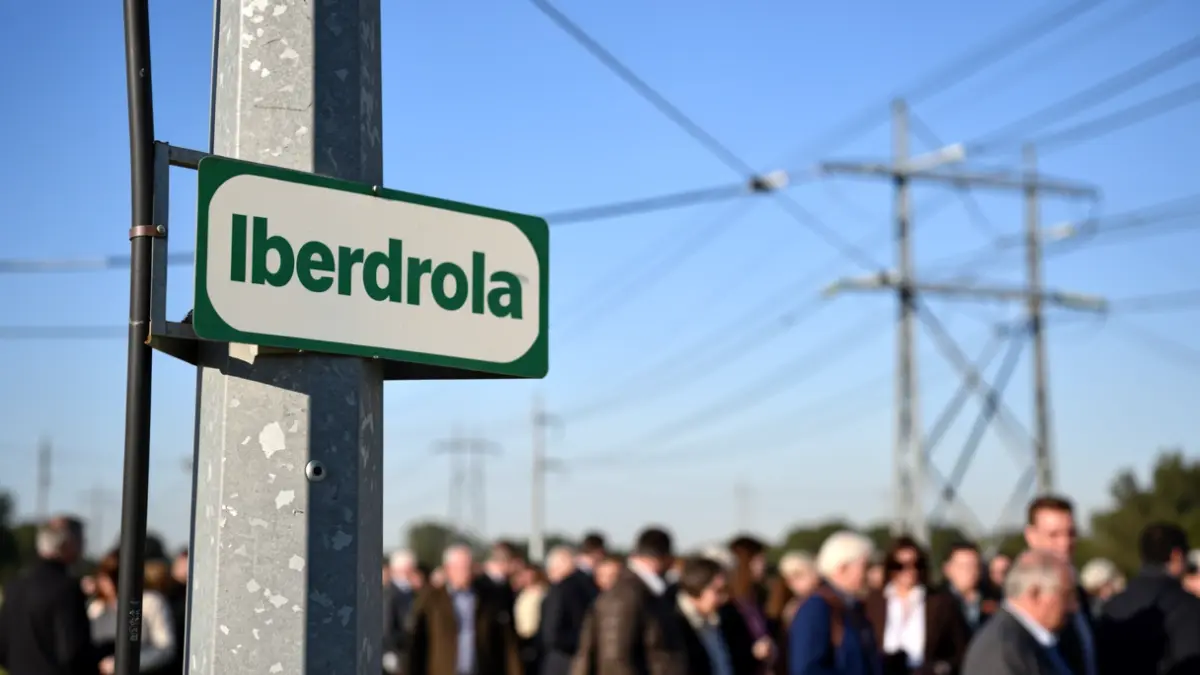 Iberdrola logo on an electricity pole.
