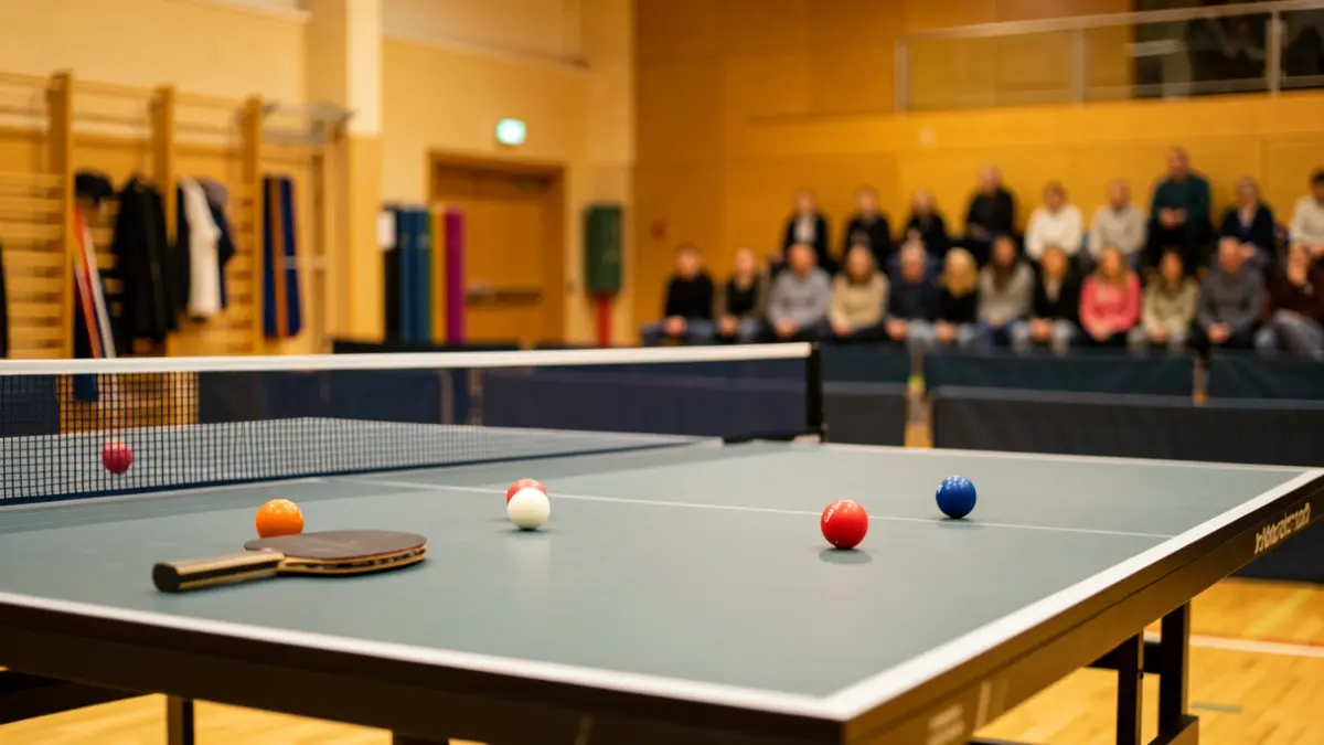 Imagen genérica de una mesa de ping pong en un polideportivo.