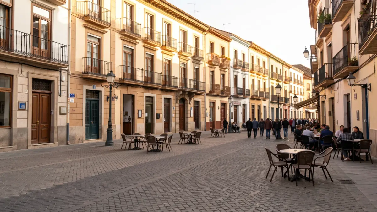 Generic image of a public square in Sevilla la Nueva with municipal buildings and street furniture.