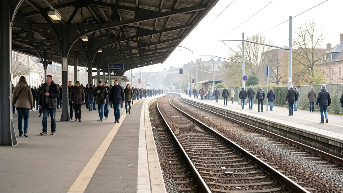 Generic image of an empty train platform with tracks disappearing into the distance.