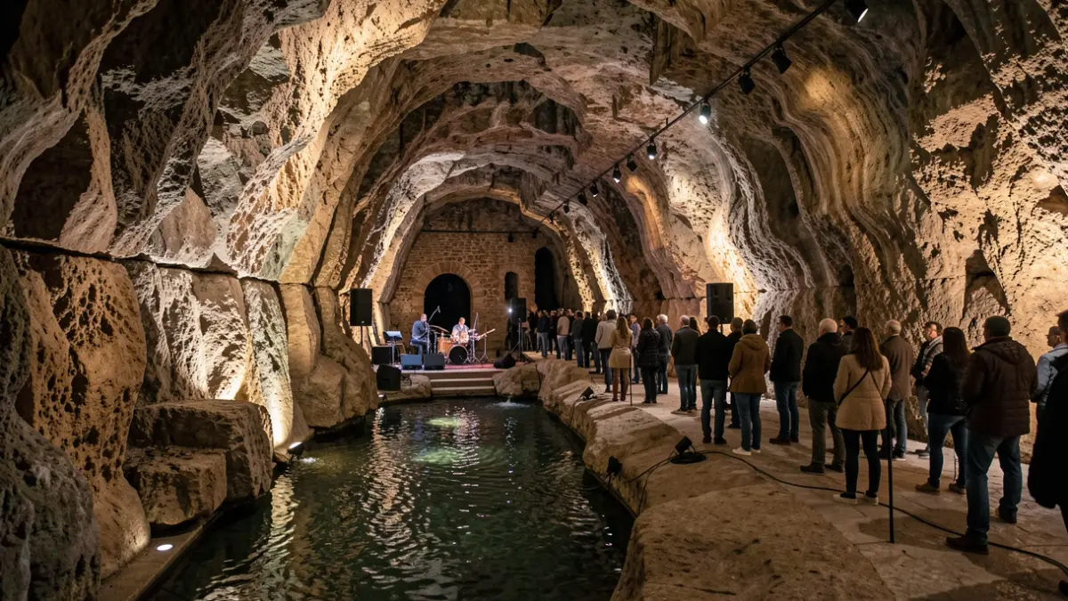 Interior de las Minas de Agua de Ciempozuelos, escenario de una sesión musical del proyecto Mad Sounds.