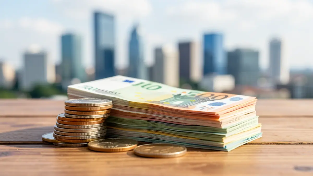 Generic image of money and an urban landscape.