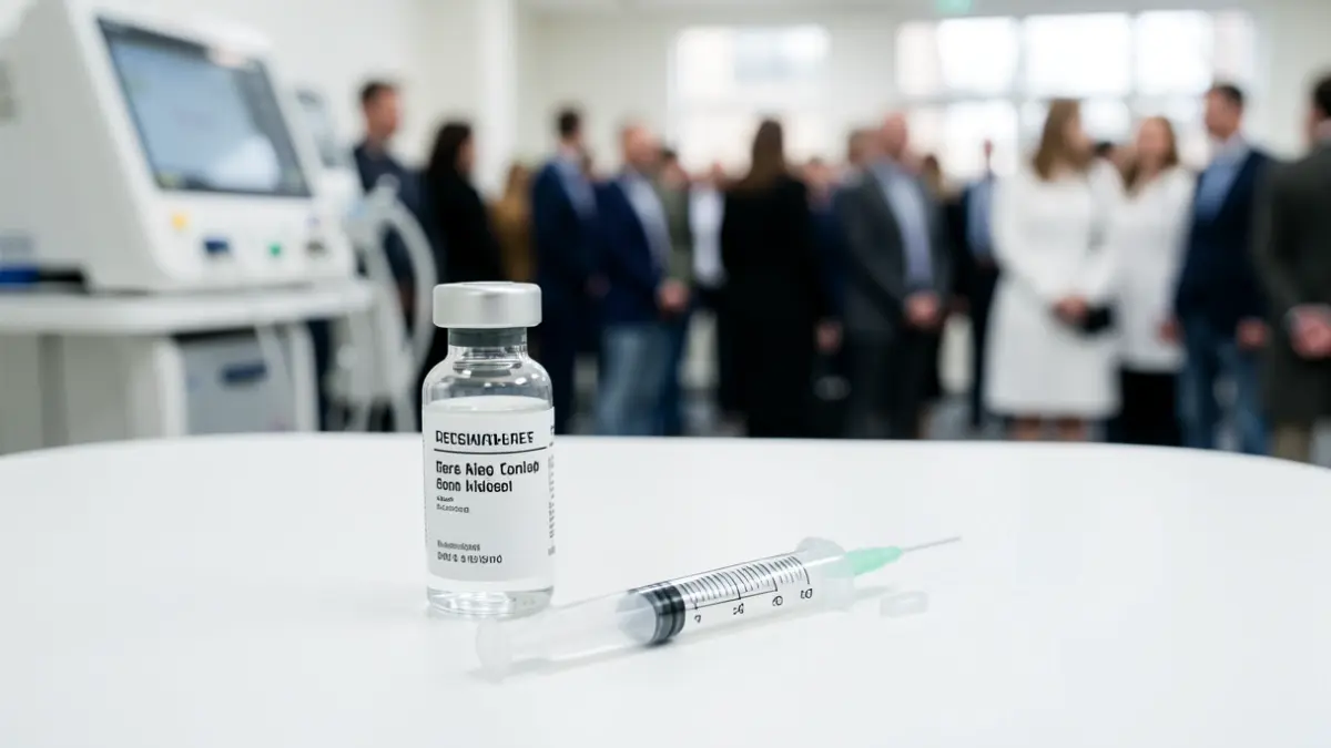 Generic image of a syringe and a vaccine vial.