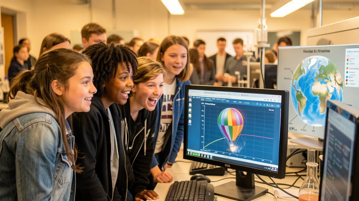 Generic image of high school students working on a scientific experiment involving high-altitude balloons.