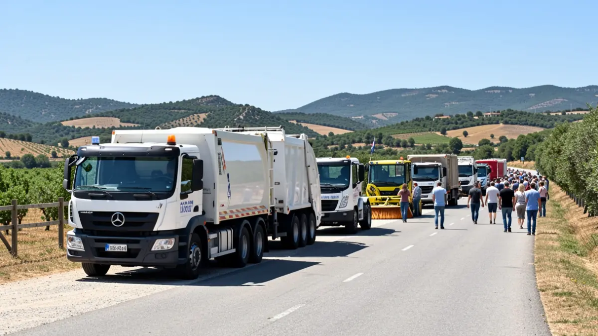 Flota de vehículos de limpieza en la Sierra Norte de Madrid.