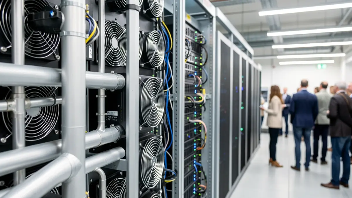 Close-up of a modern and efficient data center cooling system.