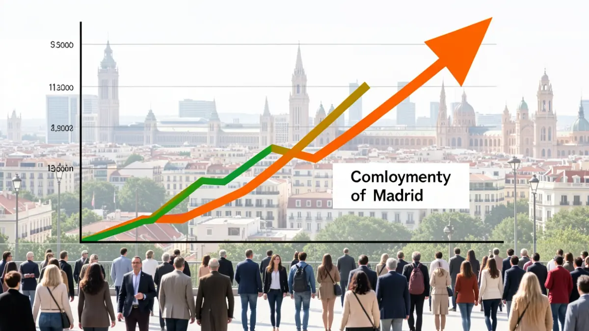 Graph showing the upward trend of employment in Spain, highlighting the Community of Madrid.