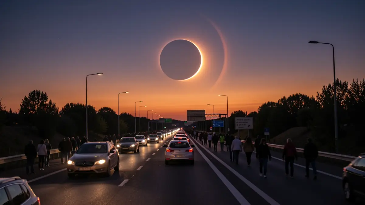 Retenciones en la A-1 hacia el norte de la Comunidad de Madrid por el eclipse solar.