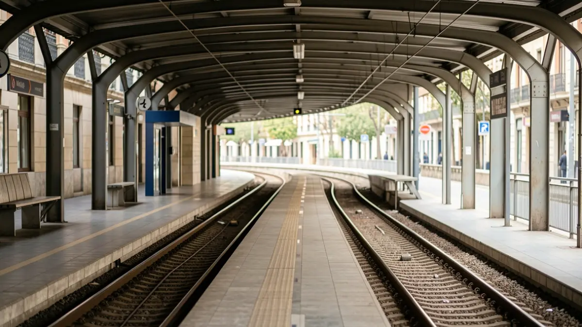 Generic image of a Metro de Madrid platform with tracks disappearing into the distance.