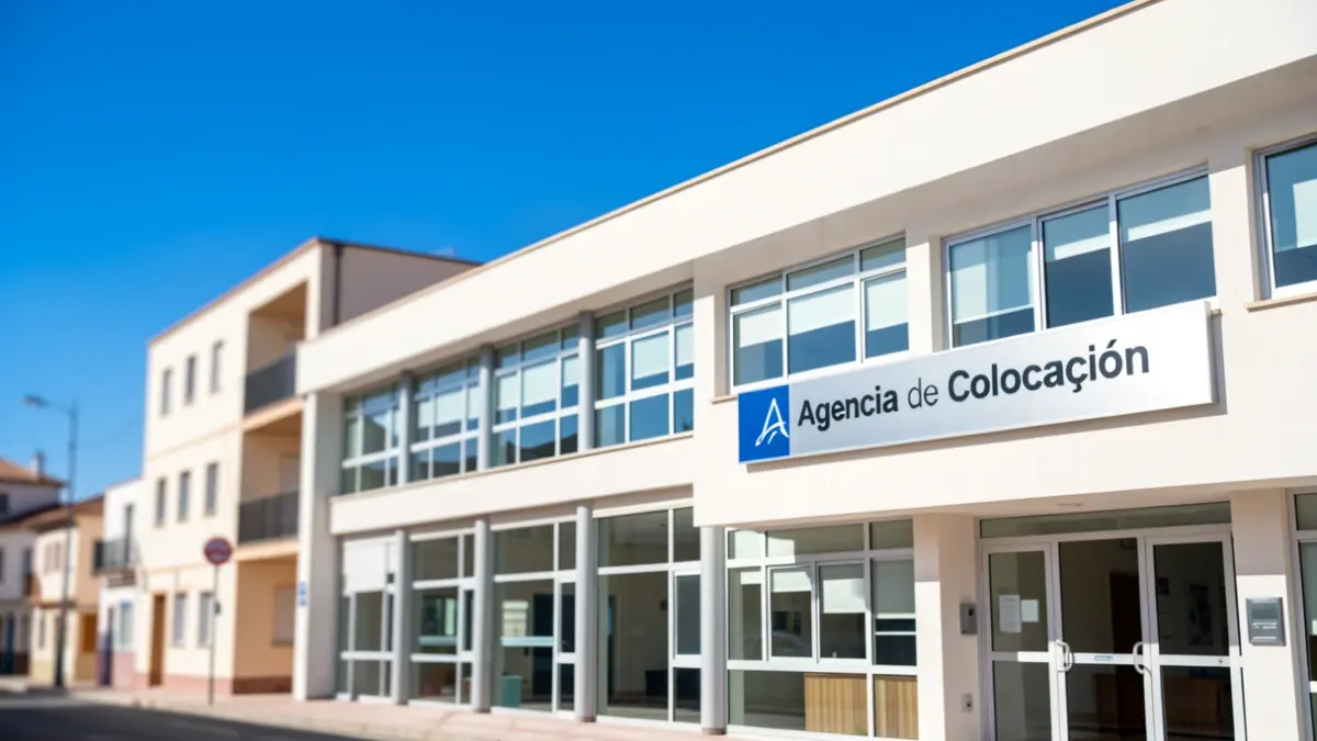 Facade of a modern municipal building housing the Employment Agency.