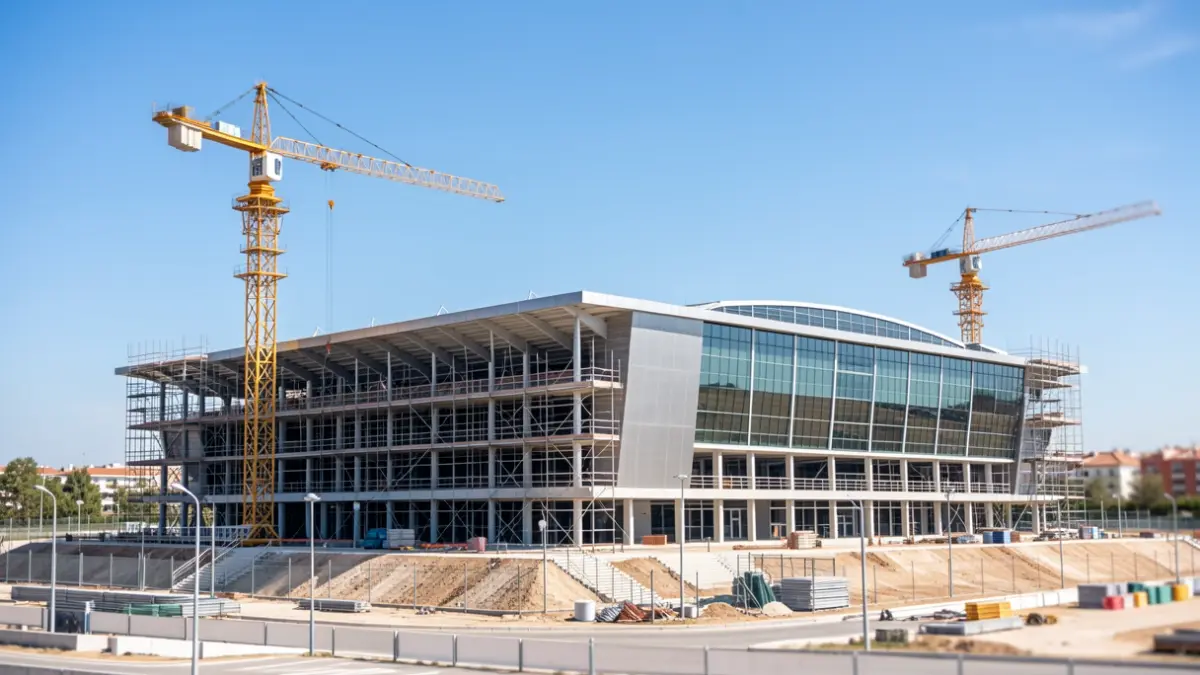 Imagen genérica de la construcción de un nuevo pabellón deportivo en Móstoles.