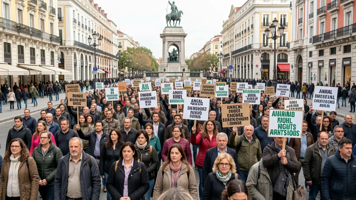 Generic image of an animal rights demonstration in Madrid.