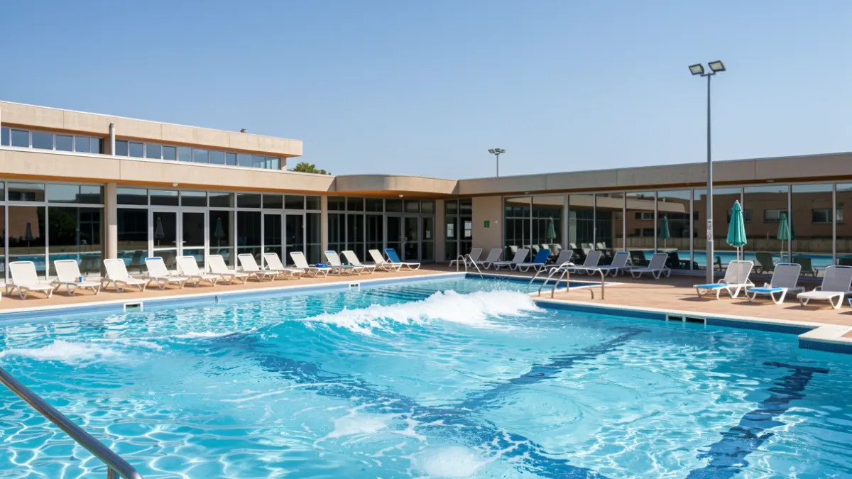 Imagen de las piscinas municipales de Torrejón de Ardoz, incluyendo la piscina de olas.
