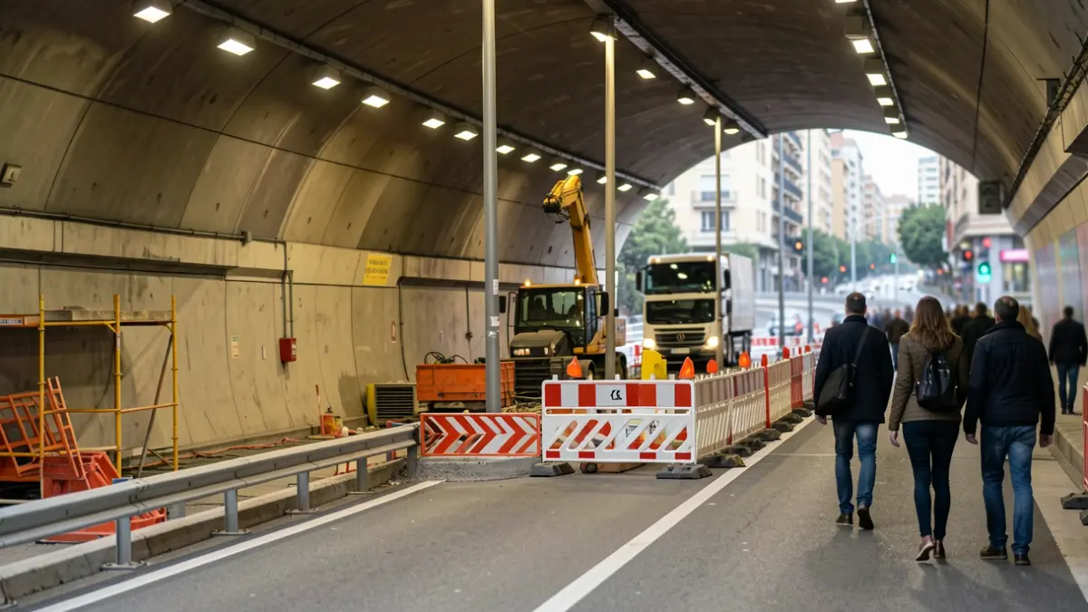 Imagen genérica de obras en un túnel de la M-30 en Madrid.