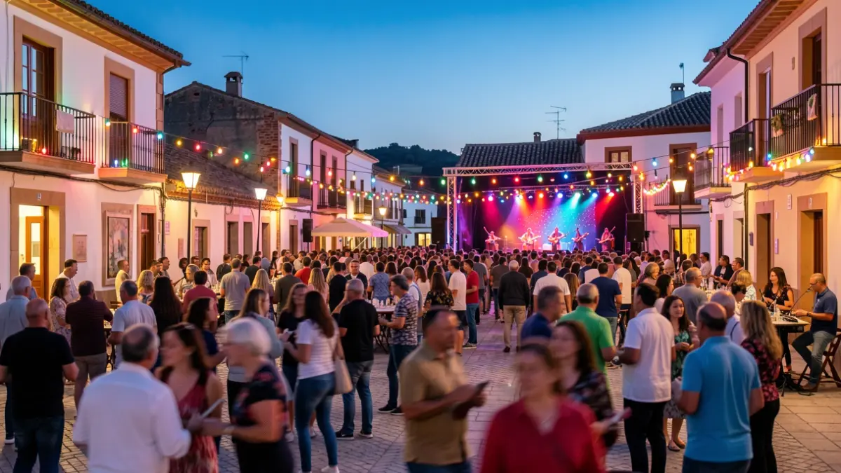 Generic image of a lively town square during patron saint festivals.