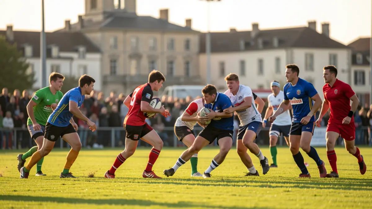Imagen genérica de un entrenamiento de rugby en Tres Cantos con jugadores de distintas edades.