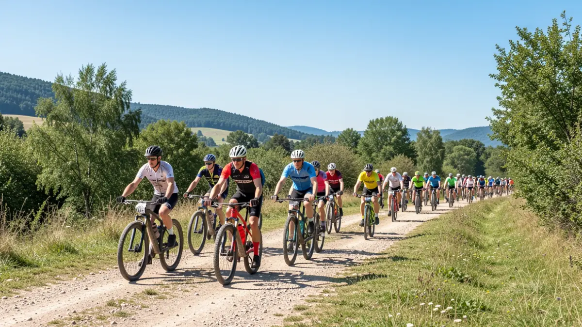 Ciclistas de montaña y gravel en un sendero natural.