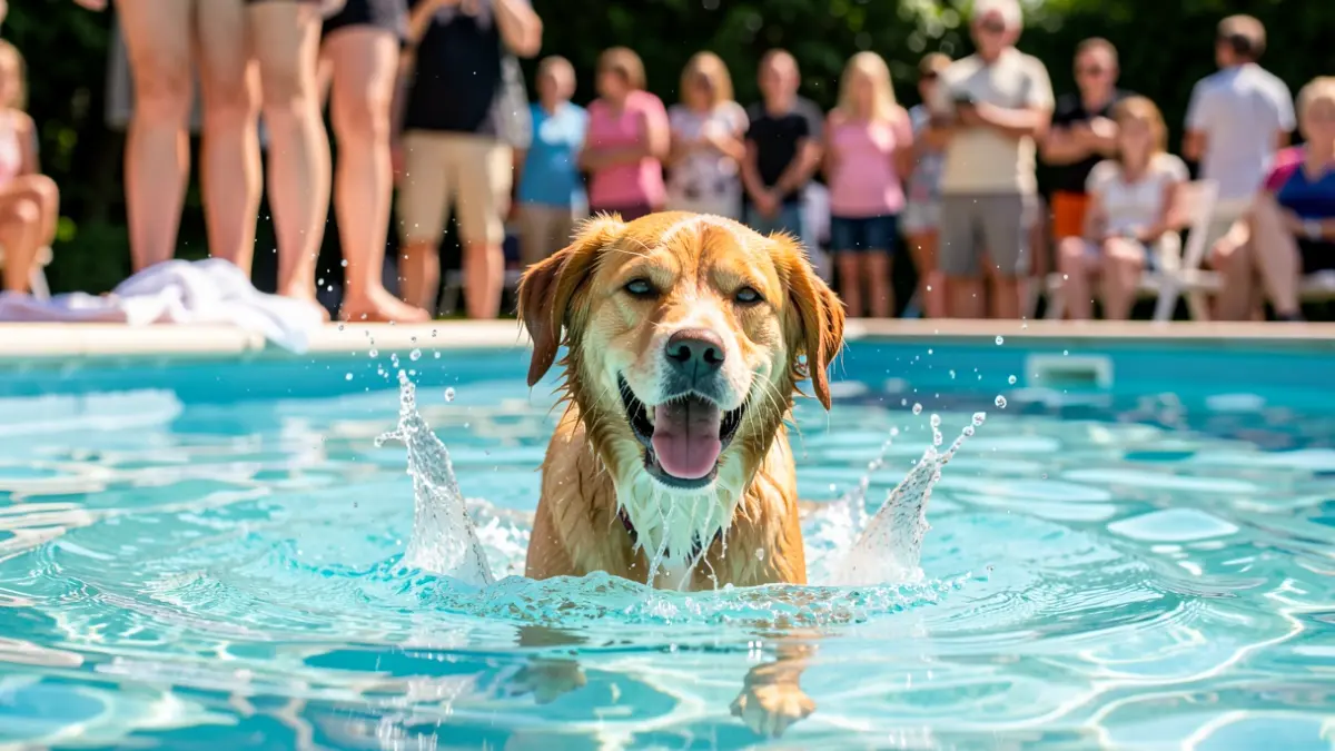 Imagen genérica de un perro disfrutando en una piscina.