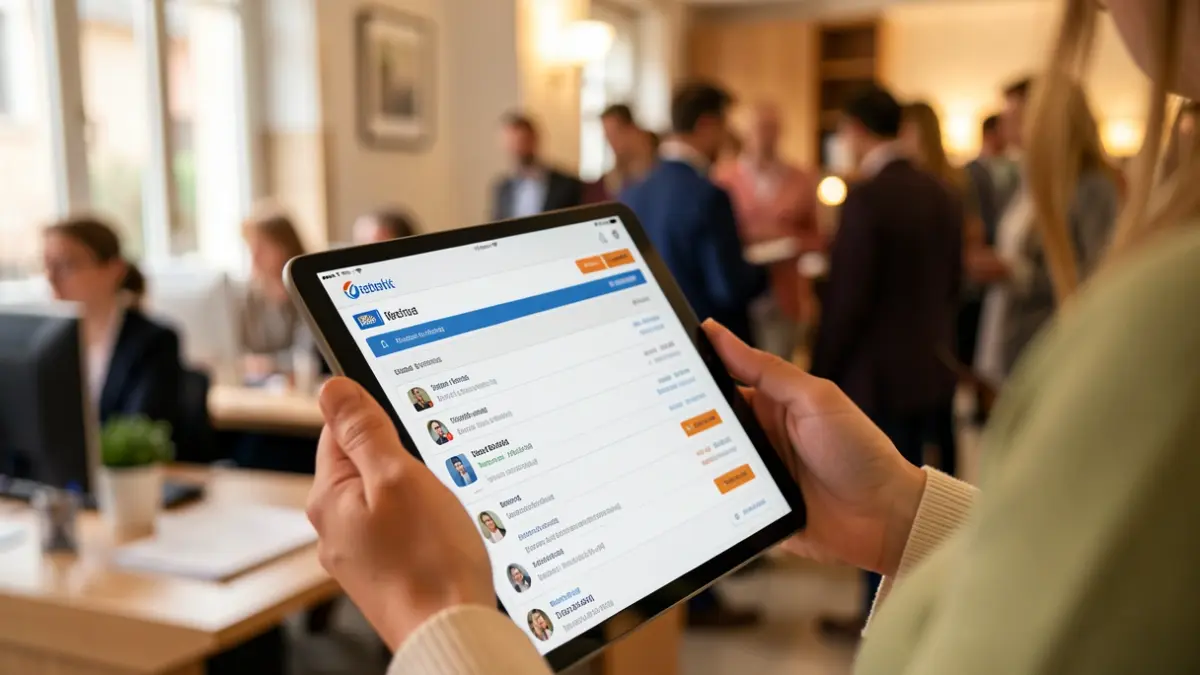 Manos de mujer utilizando una tablet para buscar empleo en Colmenar Viejo.