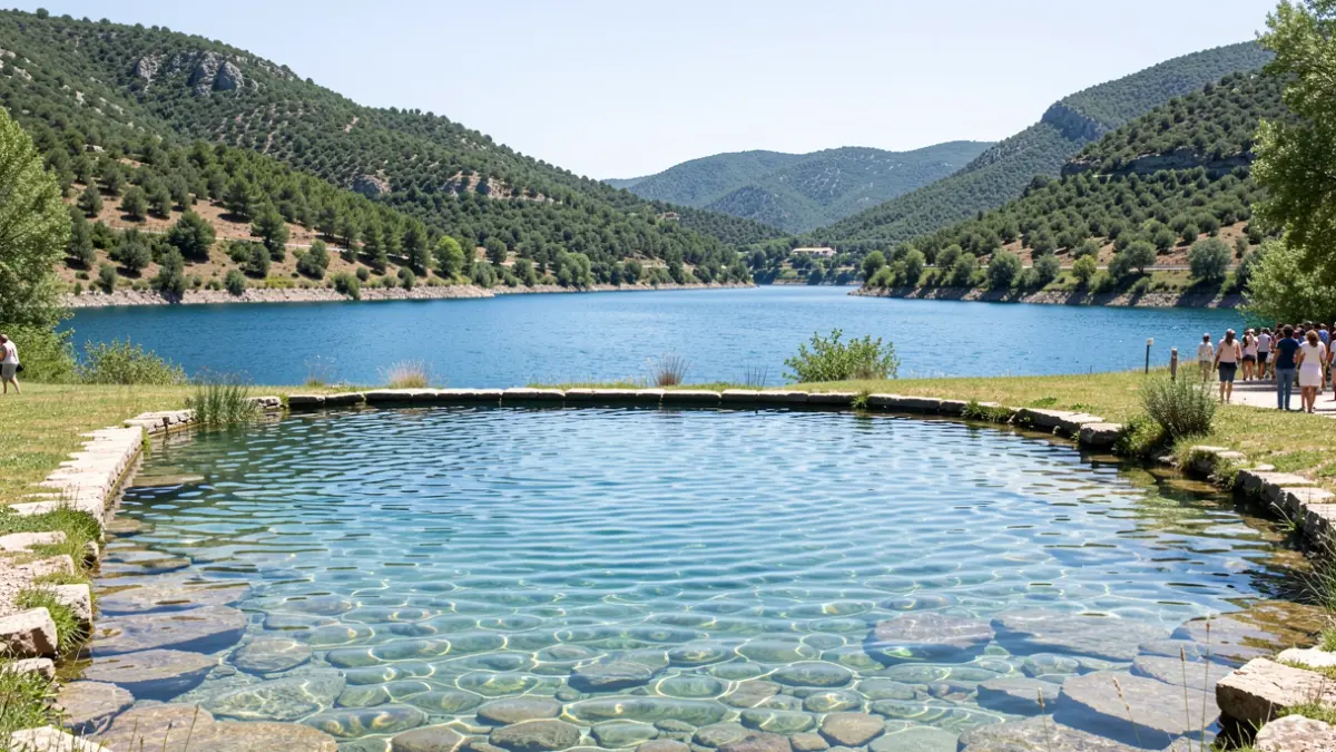 Generic image of a natural bathing area in a reservoir.