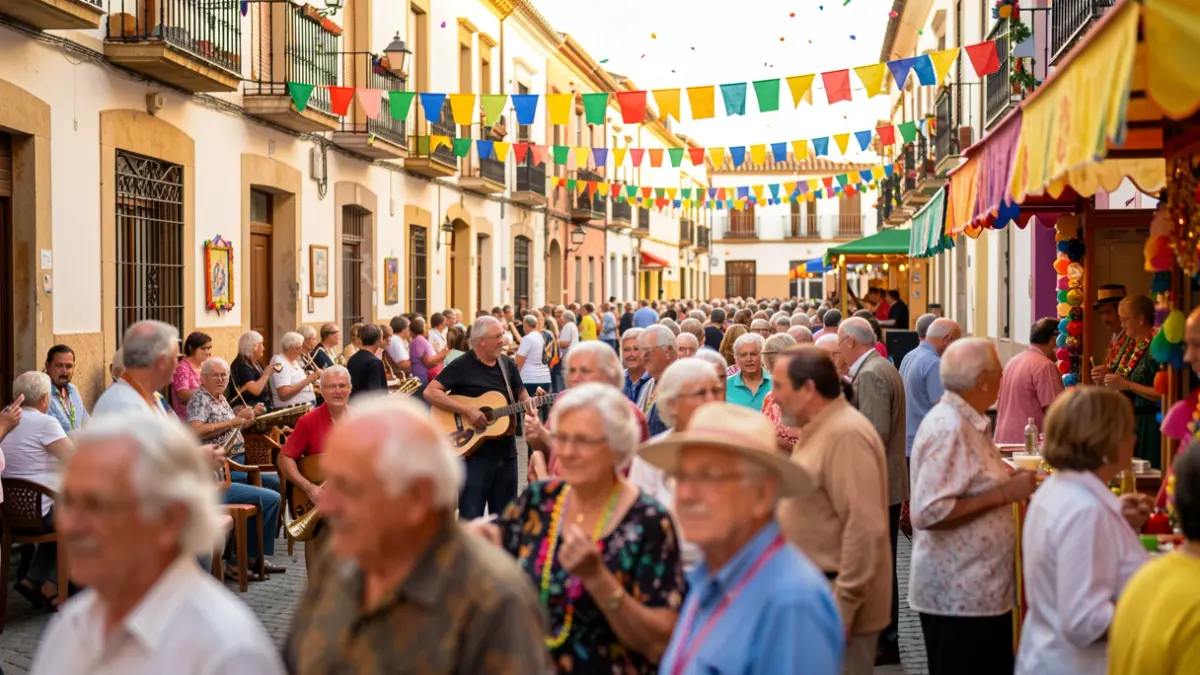 Imagen genérica de una celebración local en Alcalá de Henares con personas mayores disfrutando de actividades.