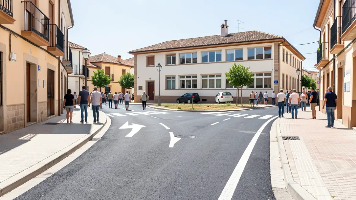 Imagen genérica de una calle renovada en un municipio español con aceras ampliadas y nueva señalización vial.