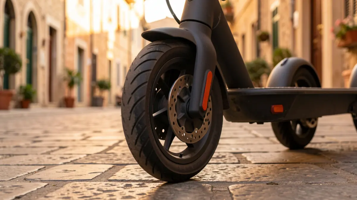 Generic image of an electric scooter parked on a sidewalk.