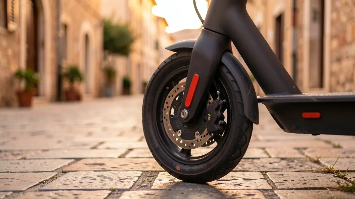 Generic image of an electric scooter parked on a sidewalk.